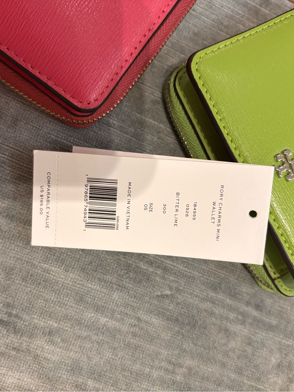 Tory Burch Small Leather Zip Card jHolder in , Orange & Lime new - Picture 4 of 16